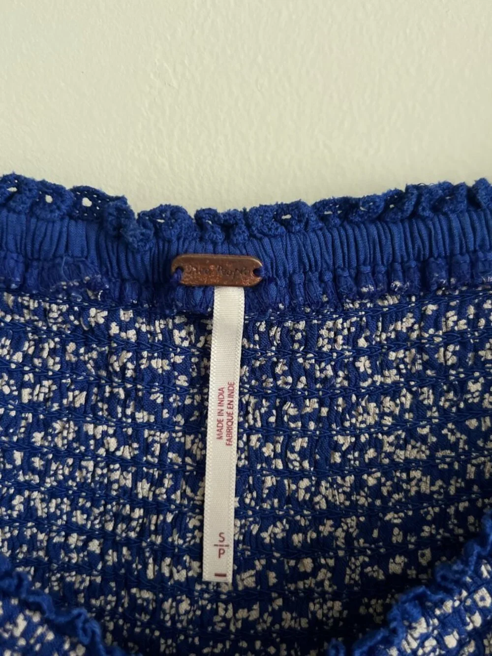 Free People Blue Disty Floral Printed Brittnee Babydoll Top